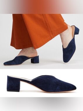 Loeffler Randall Lulu Mules Suede Blue Size 9 B  $350